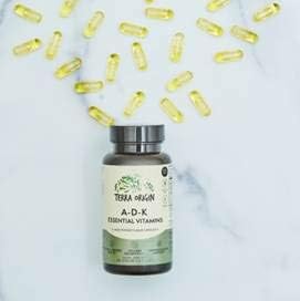 TERRA ORIGIN ADK Essential Vitamin Supplement | 60 Liquid Capsules | High Potency Vitamin A D 5000 IU K1 and K2 | Non GMO Gluten Free Vegan Made in USA