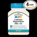 21st Century Cal Mag Zinc +D Vitamin - 90 Tablets Pack of 4