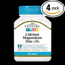 21st Century Cal Mag Zinc +D Vitamin - 90 Tablets Pack of 4