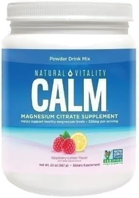 Natural Calm Magnesium Citrate Powder Raspberry Lemon Flavor Power Drink Mix 20oz