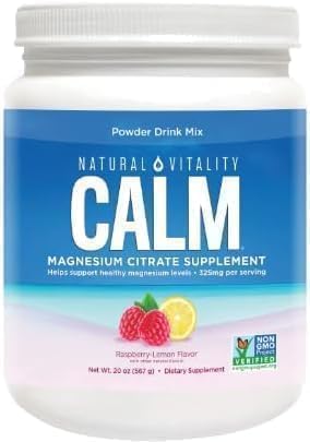 Natural-Vitality Calm Magnesium Citrate Powder Raspberry Lemon Flavor 20 Ouce - Vegan Gluten-Free and Non-GMO