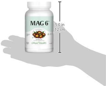 Maxi Health MAG 6 - Magnesium (as Oxide Glycinate) with Vitamin B6 - Migraine Muscle Cramps Kidney Stone Support - Magnesium Supplement for Women &amp Men - 120 Capsules - Kosher