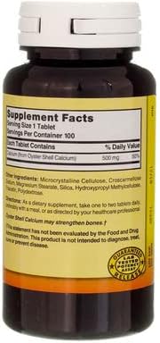 Nature's Blend Oyster Shell Calcium 500 mg Tablets - 100 ct Pack of 4