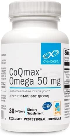 XYMOGEN CoQmax Omega 50 mg - CoQ10 + Fish Oil Omega 3 Supplement - Dual-Action Heart Health Support - Coenzyme q10 + Specialized Fish Oil for 3X Greater Absorption of EPA DHA (30 Softgels)