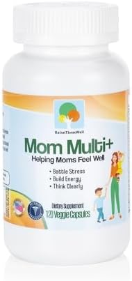 Raise Them Well Mom Multi+ Daily Multivitamin for Women with Active Folate Adaptogens &amp Bacopa Energy Stress &amp Cognitive Support 120 Veggie Capsules