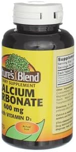 Nature's Blend Calcium Carbonate with Vitamin D3 100 Tablets (Pack of 6)