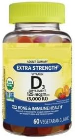 SEDLAV Extra Strength Vitamin D3 Gummies for Bone and Immune Health 125mcg (5000 IU) 60 Count Sticker