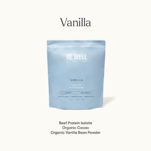 Be Well by Kelly Vanilla Grass-Fed Beef Protein Powder 23G of Protein &amp Zero Carbs (3 Ingredients 30 Servings) 9 Amino Acids + 3 BCAAs No Soy No Dairy Stevia-Free No Sugar Added 1.87lb 849g