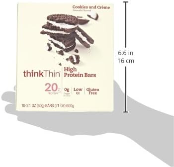 thinkThin High Protein Bars Cookies and Creme 2.1 Ounce (10 Count)