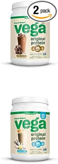 Vega Original Protein Powder Creamy Chocolate and Creamy Vanilla Bundle - Plant Based Protein Drink Mix for Water Milk and Smoothies 32.5 oz