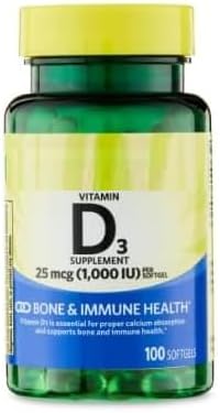 SEDLAV Vitamin D3 Bone &amp Immune Health Dietary Supplement Softgels 25 Mcg 100 Count Sticker Designed for Consistent Wellness Routines and Structured Scheduling