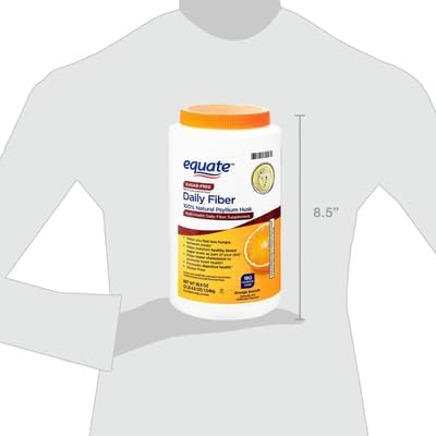 Equate Sugar-Free Psyllium Husk Fiber Powder 100% Natural Daily Fiber Supplement Orange Flavor 36.8 oz (180 Teaspoon Doses) Sticker