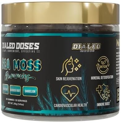 Sea Moss Gummies with Burdock Root &amp Dandelion - 113 Essential Minerals for Detox Glowing Skin &amp Immune Support - Natural Cleanse with Magnesium Citrate