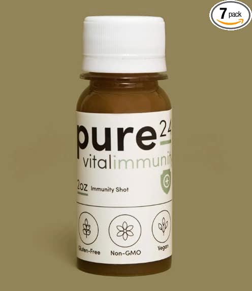 Vegan Vitamin B &amp C Shoots by Pure Immunity - Plant-Based Formula Supports Immune Function - Non-GMO &amp Antioxidants Shoots - 2 oz 7 Pack