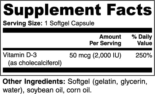 Vitamin D3 100 Softgels – Supports Bone &amp Teeth Health | Daily Energy &amp Immune System Support | Gluten-Free Supplement Made in USA