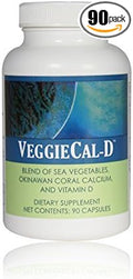 (Veggie Cal) Seaweed (Sea Vegetables) Marine Coral Calcium Vitamin D3 Multi-vitamin - 1 Bottle 90 Veg Capsules