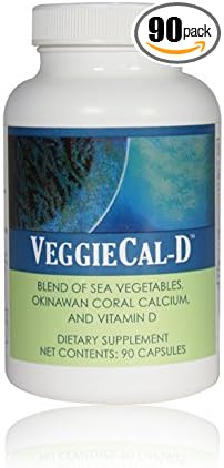 (Veggie Cal) Seaweed (Sea Vegetables) Marine Coral Calcium Vitamin D3 Multi-vitamin - 1 Bottle 90 Veg Capsules