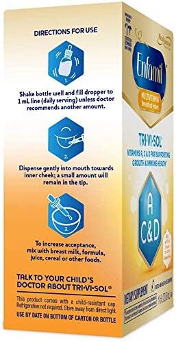 Enfamil Tri-Vi-Sol Vitamins A C &amp D Supplement Drops 50 mL (Pack of 4)