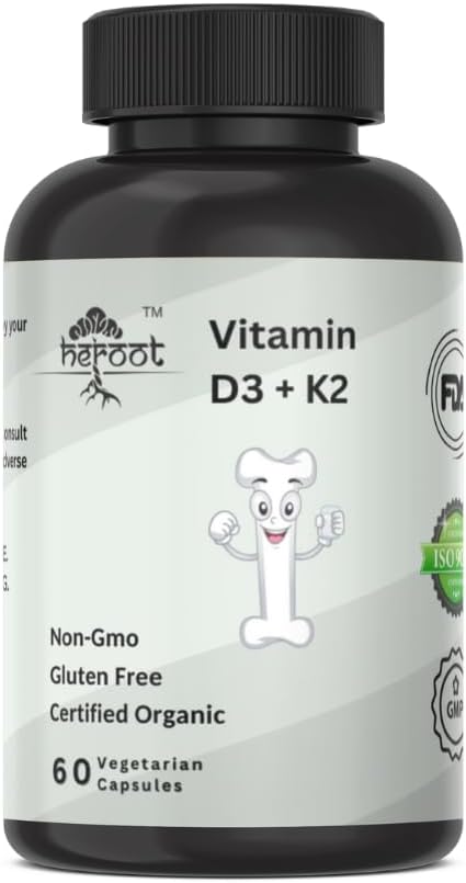 Vitamin K2 (MK7) with D3 Extra Strength Supplement Non-GMO Formula 5000IU (125 mcg) Vitamin D3 &amp 90 mcg Vitamin K2 MK-7 Easy to Swallow Vitamin D &amp K Complex (120 Capsules)