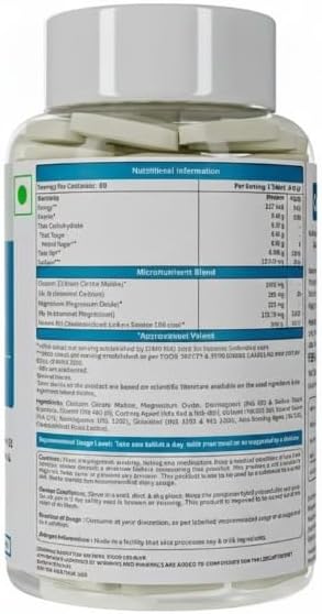 Calcium 1000mg Supplement for Men &amp Women with Plant Based Vitamin D3 &amp Natural Magnesium for Healthy Joints - 60 Vegan Tablets