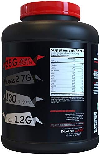 Insane Labz Insane Whey100% Muscle Building Whey Protein Post Workout BCAA Amino Profile Mass Gainer Meal Replacement 5lbs 60 Srvgs (Strawberries &amp Cream)