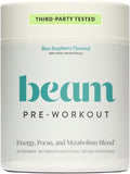 Beam Pre Workout Powder – Pre Workout Supplement with Organic Caffeine 350 mg Electrolytes &amp Nootropic Focus Support No Sugar Pre Workout for Women &amp Men Blue Raspberry Flavor 20 Servings