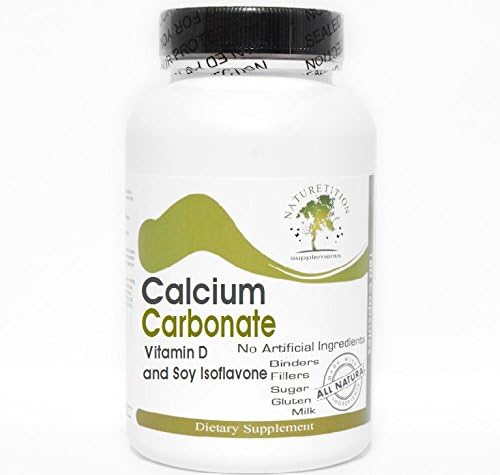 Calcium Carbonate 600mg with Vitamin D and Soy Isoflavone ~ 100 Capsules - No Additives ~ Naturetition Supplements