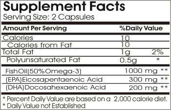 Natural Max Omega 3 EPA Fish Oil 1000mg // 200 Capsules // Pure // by PureControl Supplements.
