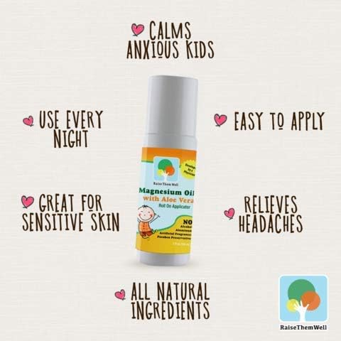 Magnesium Oil Calming Roll-On for Kids with Aloe Vera Roman Chamomile &amp Lavender Natural Relaxation Support for Anxiety Nervousness &amp Hyperactivity Gentle Formula for Daily Use 3 fl oz