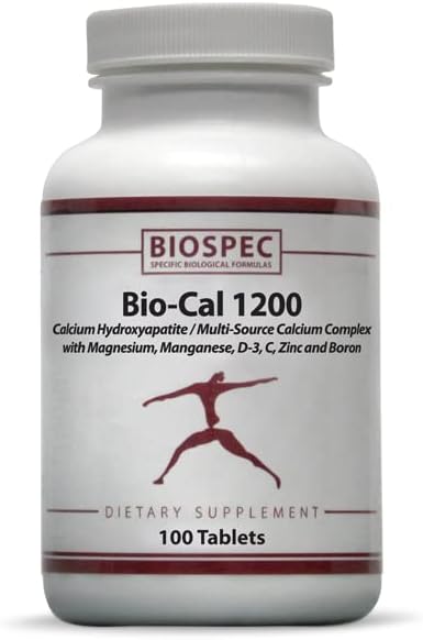 BIOSPEC NUTRITIONALS Bio-Cal 1200 – Superior Bone Support Complex w/MCHA Vitamin D3 Vitamin K2 (MK-7) Magnesium Zinc and Other Nutrients