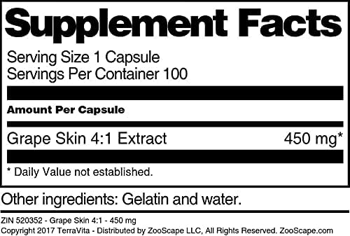 Grape Skin 4:1-450 mg (100 Capsules ZIN: 520352)