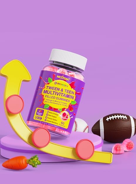 Multivitamin Filled Gummies for Teen Boys Girls 12-17 18 19 Kids 10+ Multivitamin with Omega 3 Calcium + Magnesium + Zinc Multi-Minerals for Adolescent 10-19S Brain Bone Energy Immune