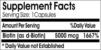 Biotin 5000mcg ~ 200 Capsules - No Additives ~ Naturetition Supplements