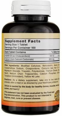 Nature's Blend Calcium Carbonate with Vitamin D3 100 Tablets (Pack of 6)