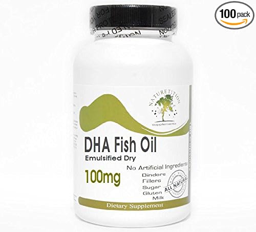 DHA Fish Oil 100mg (Emulsified Dry) ~ 100 Capsules - No Additives ~ Naturetition Supplements