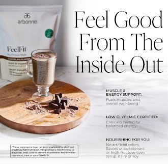 Arbonne Feelfit Pea Protein Shake - Daily Supplement Powder Vegan Protein for Support of Overall Health Energy and Well-Being Chocolate