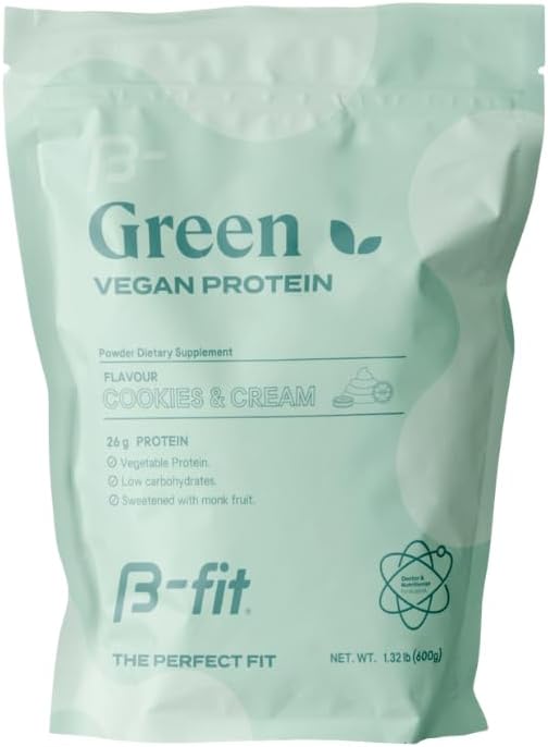Vegan Pea Protein Powder Cookies and Cream Flavor Plant Based Shake 26g Organic Pure Protein Sugar-Free and Gluten-Free 19 Servings 600g