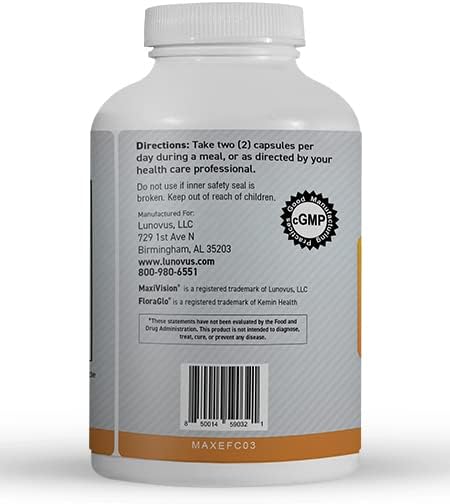 MaxiVision® Eye Formula - Eye Vitamin Based on AREDS 2 Study - Age-Related Macular Support (1 B 180 Capsules)