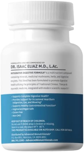 Advanced Bionutritionals – Integrative Digestive Formula Support Healthy Digestion with Ginger Root Natural Digestive Relief for Heartburn Bloating Constipation Diarrhea Non GMO (60 Tablets)