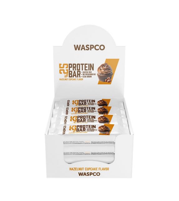 (12 Count) Protein Bars HAZELNUT CUPCAKE Gluten Free with 9g Protein and 0.5g Sugar36 G