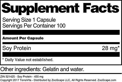 Soy Protein - 450 mg (100 Capsules ZIN: 521425)