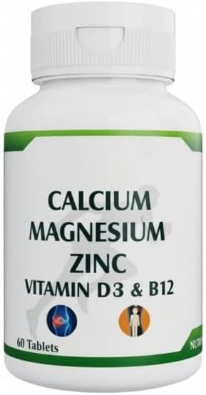 Calcium Supplement 1000 mg with Vitamin D Magnesium Zinc &amp Vitamin B 12 for Men &amp Women/for Immunity &amp Joint Support - 60 Tablets