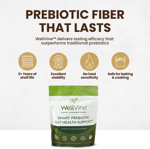 Premium Smart Prebiotic Gut Health Supplement Powder for Men &amp Women | Digestive Support &amp Gut Health With 100% Upcycled Chardonnay Grapes | Plant-Based Gluten and Allergen-Free | 4.75Oz