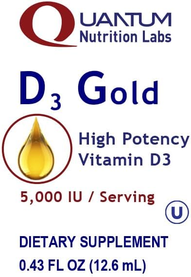 QNL D3 Gold - Vitamin D Liquid Drops - Bone Strength Supplement - Offers Cardiovascular &amp Immune Support - Premium Health &amp Wellness Product - 0.43 fl oz (Pack of 2)