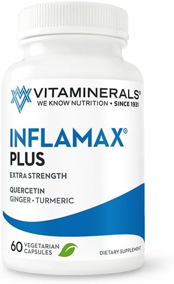 Vitaminerals® 121+ Inflamax® Plus | Discomfort Support Management | Quercetin | Proteolytic Enzymes | Ginger | Turmeric | Veggie caps (60)