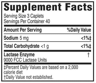 Equate Dairy Relief Lactase Enzyme Caplets Original Digestive Enzyme Dietary Supplement 9000 FCC Units 120 Count Sticker