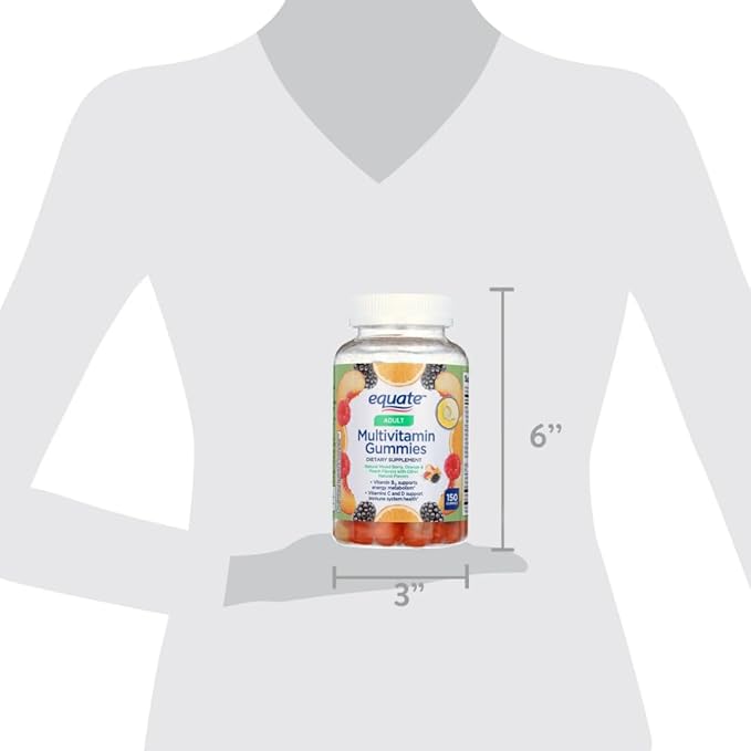 Equate Adult Multivitamin Gummies Daily Complete Multivitamin for Men &amp Women Mixed Berry Orange Peach Flavor 150 Count (75 Servings) Sticker
