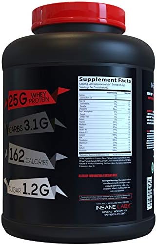 Insane Labz Insane Whey100% Muscle Building Whey Protein Post Workout BCAA Amino Profile Mass Gainer Meal Replacement 5lbs 60 Srvgs (Chocolate)