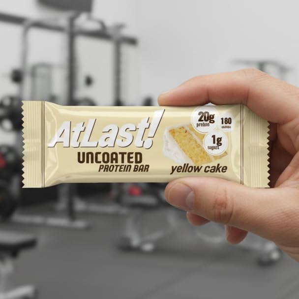 AtLast! Nutrition Yellow Cake Protein Bars 20g Protein 1g Sugar 3g Net Carb Gluten Free Keto Friendy 12 Count