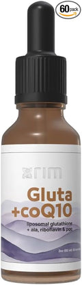 xrim Gluta+CoQ10 – Liposomal Glutathione with CoQ10 PQQ Alpha Lipoic Acid &amp Riboflavin | Antioxidant Support &amp Cellular Function – 30 Servings (2oz Liquid)